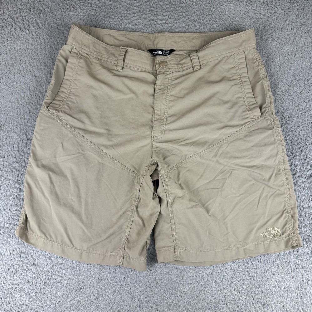 North Face Men's Khaki Beige Nylon Cargo Hiking Shorts Zip Size 38 Outdoor Camp